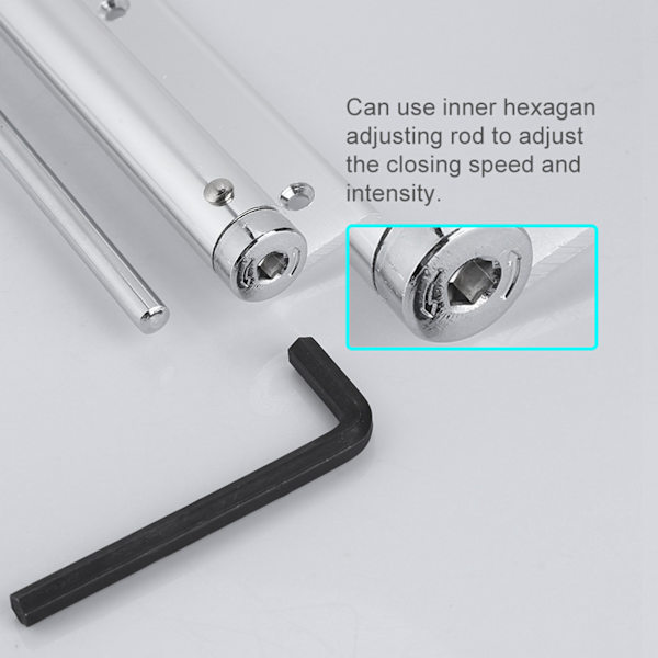 Automatisk dörrstängare i aluminiumlegering, brandklassad, justerbar styrka, fjäderbuffert