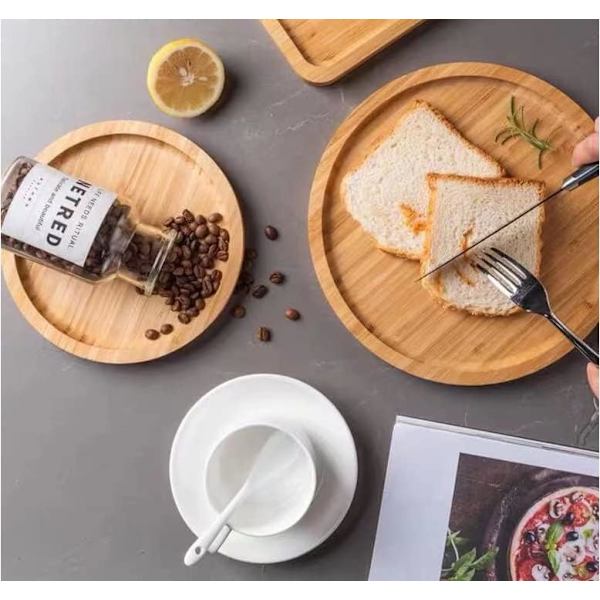 Rund bambusbrett, treplater, serveringsbrett i tre, serveringsbrett for charcuterie til spisestue / salongbord, 11,8 tommer 30 cm