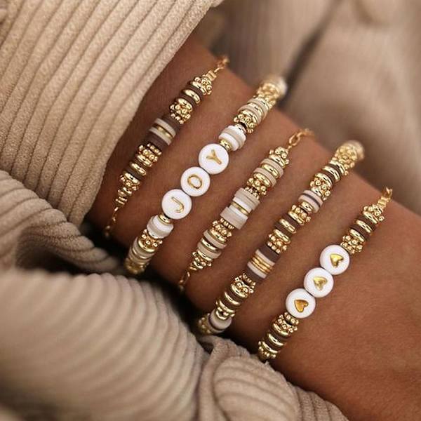 Kaffe Armband för Kvinnor Armband Tillverkningssats Lera Pärlor för Smyckestillverkning Lera Pärlor för Armband Tillverkning Armband Lera Pärla Kit Vänskaps Armband