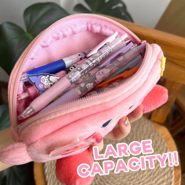 Kawaii Pink-värinen kynäkotelo akryylimerkillä, Kawaii meikkipussi, japanilainen söpö kynäpussi anime-kirjatarvikepussin lahja tytöille, naisille ja lapsille Pink