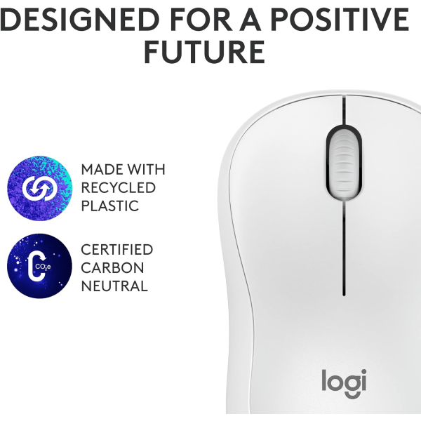 Logitech M221 Trådlös Bluetooth-mus, Kompakt, Smidig Spårning, 18 Månader Batteritid för Windows, macOS, ChromeOS, Linux, Kompatibel med PC, Mac, Bärbara datorer White