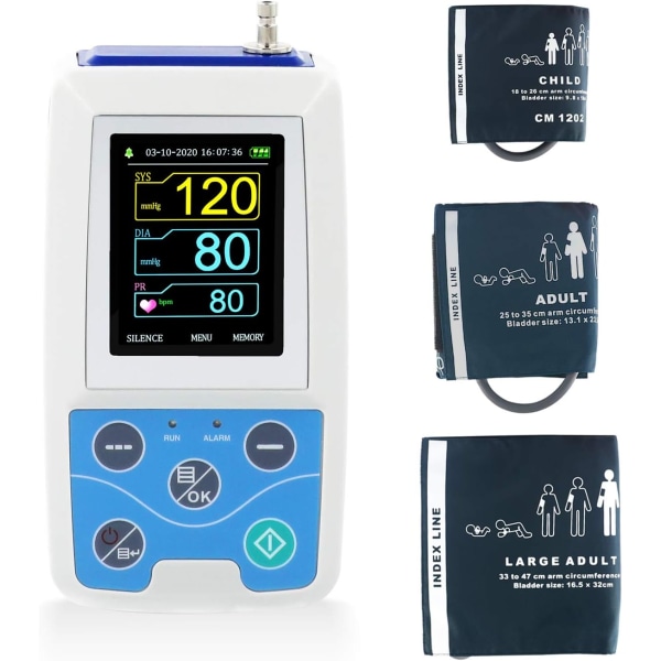 ABPM50 Håndholdt 24-timers ambulatorisk blodtryksmåler med pc-software til kontinuerlig overvågning NIBP USB-port med tre manchetter