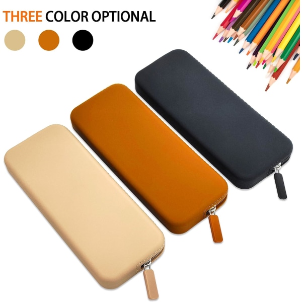 Case, vattentät silikonväska för kosmetika, pennväska, multifunktionell case Estetisk, förvaringsväska med blixtlås (brunt) Tan