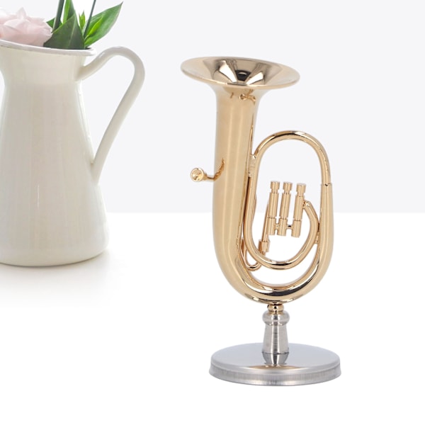 Miniatyr Tuba Modell Messing Forgylt Euphonium Mini Miniatyr Tuba Musikk Instrument Modell Gave Med Base