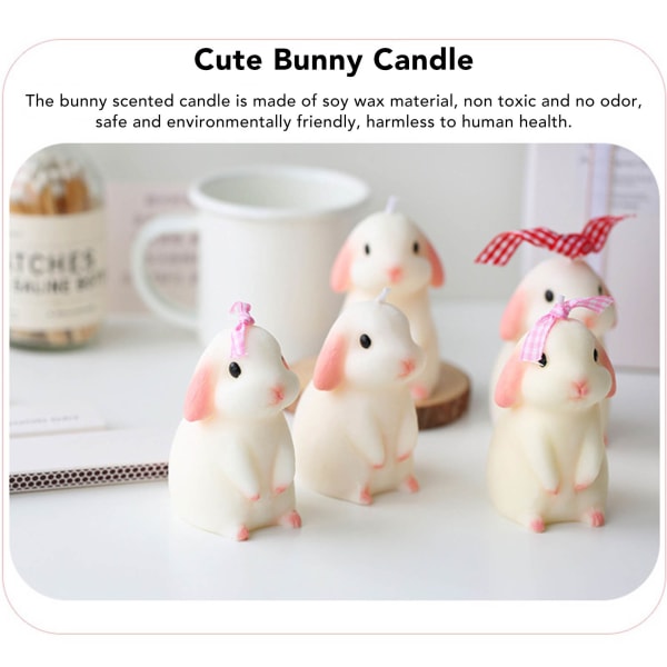 Bunny duftlys soyavoks kanin duftlys Søt DIY kaninlys dekorasjon pryd for soverom bad