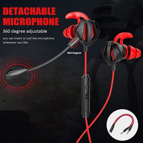 Spelheadset med mikrofon, trådbundna spelhörlurar, PC-kompatibla med PS4 Xbox One PS5 Playstation Game Mobiltelefon, avtagbara stereobasshörlurar