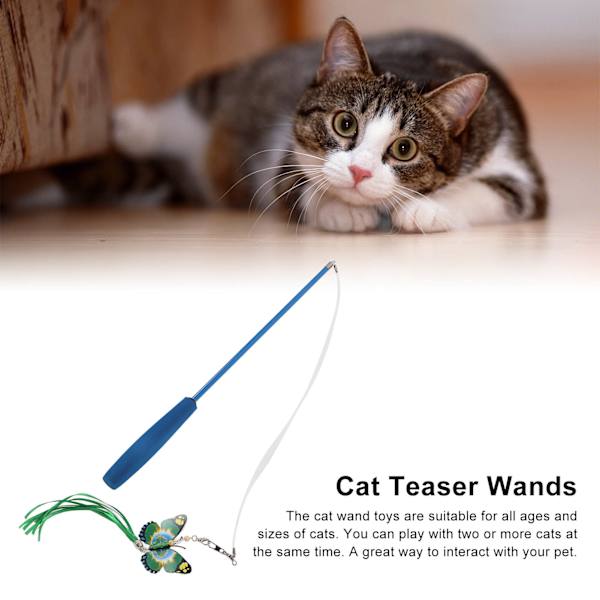 7-pack Kattleksaker med tofsar, lek, jakt, träning, multifunktionell fjärilsstav för katt och kattunge