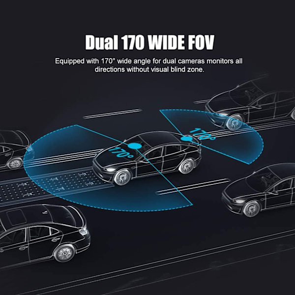 3-kanals dashcam 1080P trevägs trippel bilkamera nattvision loop-inspelning körinspelare