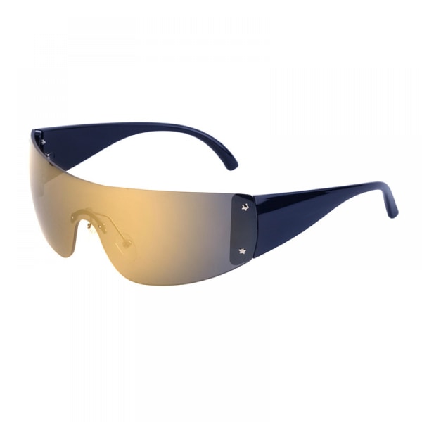 Trendiga båglösa Y2K-solglasögon för kvinnor, män, solglasögon med shield Wrap-around, överdimensionerade futuristiska modesolglasögon UV400-solglasögon