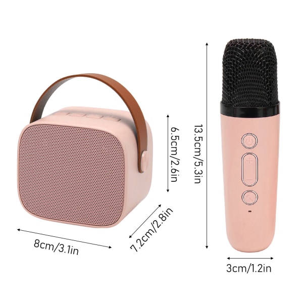 Mini Karaoke-laitesetti, Bluetooth AUX USB-muistikortin tuki, kannettava Bluetooth-kaiutin langattomalla mikrofonilla Pink