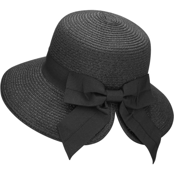 Solhattar för kvinnor UPF 50+ Lättviktig Vikbar/Packbar Strand Solhatt Black