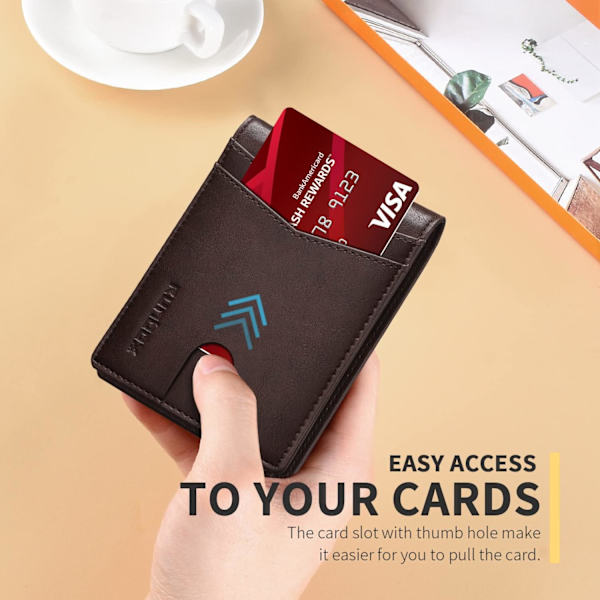 Herrar Läder Plånbok, Snygg Plånbok för Män, 15 Fack, RFID-Blockering, 2 ID-Fönster, Presentask Classic Coffee