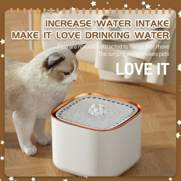 Katt Vannfontene, Kjæledyrfontene, Smart Vann Dispense, Automatisk Kjæledyr Drikkefontene med Smart Pumpe for Katter, Hunder, Flere Kjæledyr