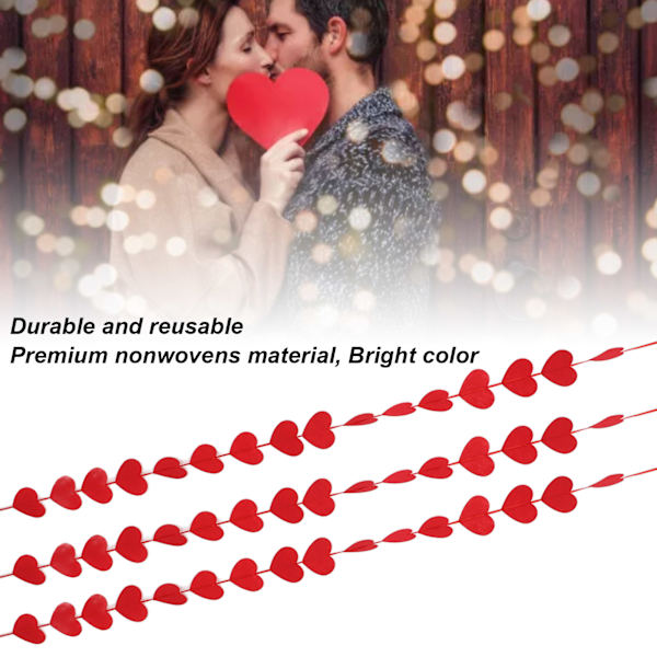 96 stk Hjertebanner i Nonwoven Materiale Holdbart Gjenbrukbar Bred Anvendelse Hjertegirlander for Fest Bryllup Jubileum