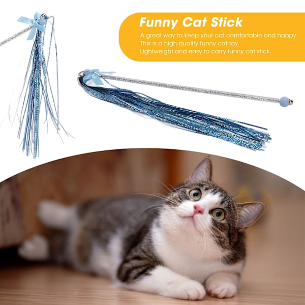 Rolig Kattsticka Träning Interaktion Rolig Kattsak Feather Wand Rolig Kattleksak Blå Ring Papper