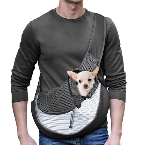 Bæresele til kæledyrshunde, åndbar mesh, rejse sikker bæresele til hunde og katte Gray Medium