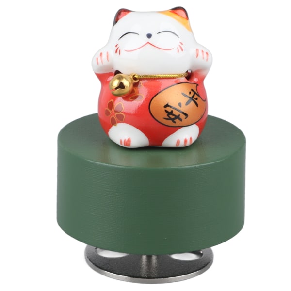 Music Box Pyöreä Muoto Fortune Cat Style Miellyttävä Melodia Hieno Kestävä Lasten Musiikkilaatikko Lapsille Perhetoimisto Fortune Cat Red
