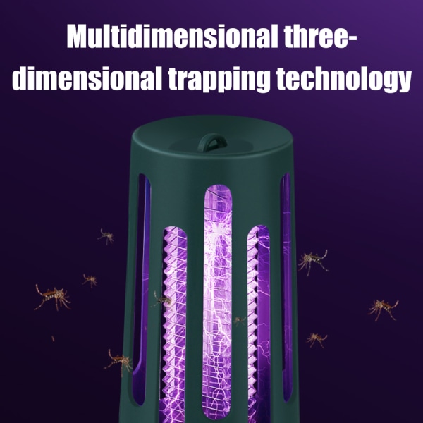 Bug Trap USB Oppladbar 360° Myggdreper LED Lanterne for Innendørs Utendørs Hjem Hage Terrasse Camping Black