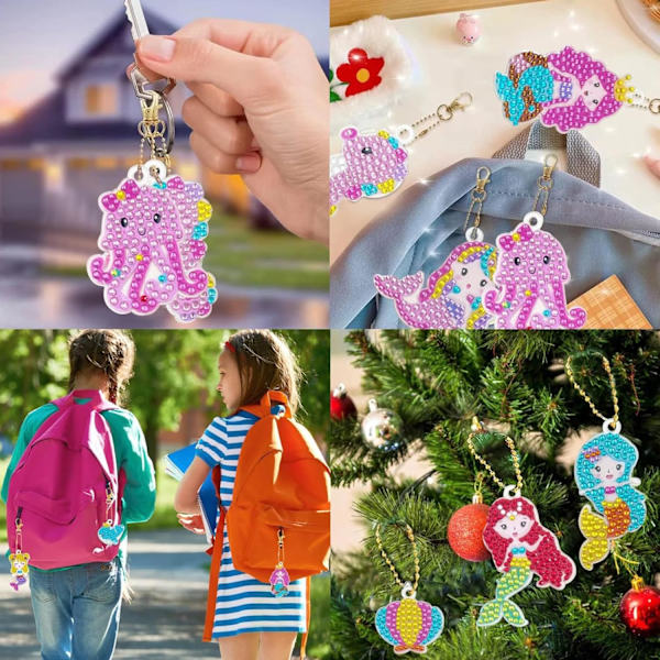 Diamond Art Painting Nyckelringar, 15 st 5D Diamond Nyckelringar Kits för Barn Diamond Nyckelkedja för Födelsedag Dekorativa Konst och Hantverk för Vuxna Barn