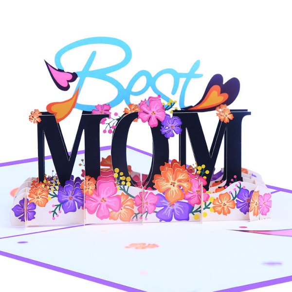 Happy Mother's Day Card -3D Pop Up Mother's Day Card, Mors Day Love Card - Fødselsdagskort til mor (bedste mor)