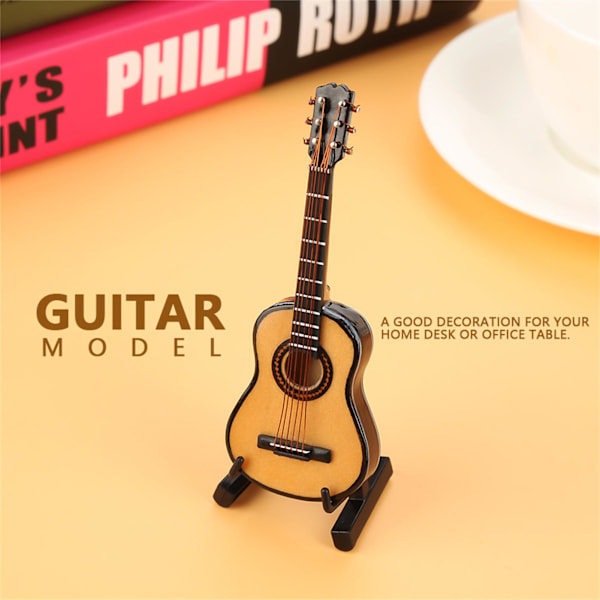 Miniatyr Tre Gitarmodell Display Mini Musikk Ornamenter Håndverk Hjem Decor