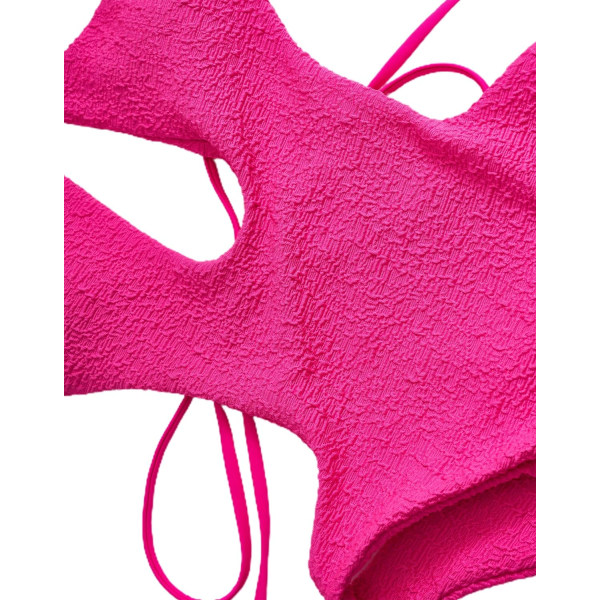 WJSM Dam badkläder för kvinnor, sexig Criss Cross Halter baddräkt med utskuren rygglös monokini Soft Hot Pink L