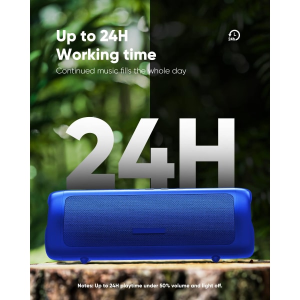 Bluetooth-högtalare med HD-ljud, bärbar trådlös, IPX5 vattentät, upp till 24 timmars speltid, TWS-parning, BT5.3, elektroniska prylar, födelsedagspresent Blue