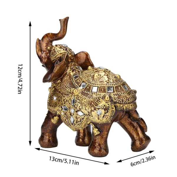 Elefantformad Harts Ornament Träkorn Europeisk Stil Hem TV-Skåp Hantverk Dekoration Guld M