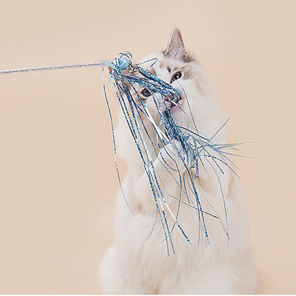 Rolig Kattsticka Träning Interaktion Rolig Kattsak Feather Wand Rolig Kattleksak Blå Ring Papper