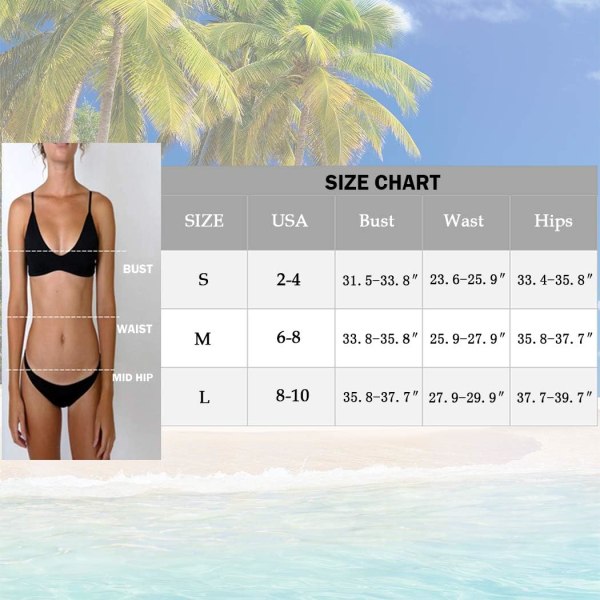 Bikini Set för Kvinnor, Triangel Badkläder, Bandage String Tanga Black XL