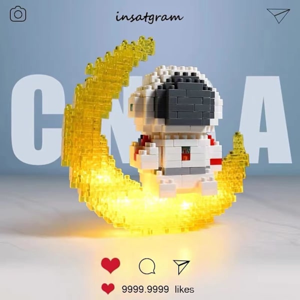 Astronaut Mini Byggset för Vuxna, Mikroblock Coola Små Leksaker Byggset, Coolaste Presenter för Pojkar Flickor att Bygga - Kompatibel med Nano (388 st) Moon Astronaut