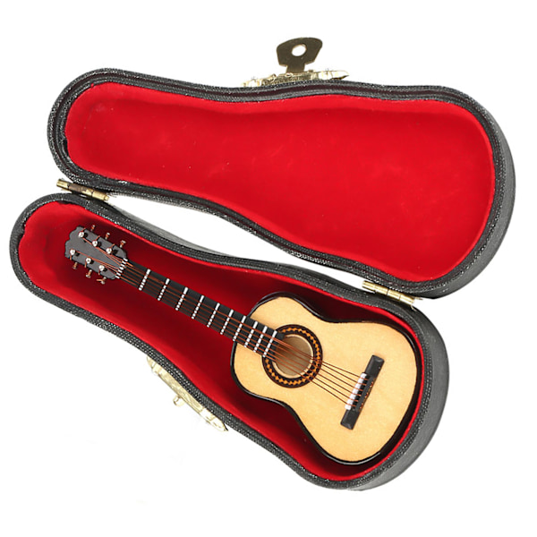 Miniatyr Tre Gitarmodell Display Mini Musikk Ornamenter Håndverk Hjem Decor