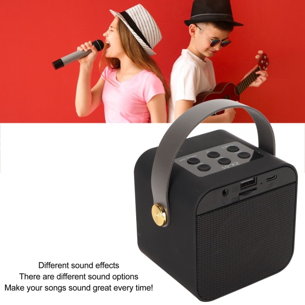 Børnenes Mini Karaoke Maskine BT 5.3 LED Lyseffekter Trådløs Bluetooth Højttaler med 2 Mikrofoner til Fest