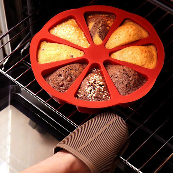 Silikonform Bageværktøjer Non Stick 8 Hul Scone DIY Fondant Kage Pizza Månekage Silikonform Red
