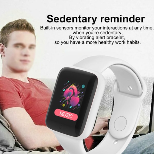 1,4 tommer Smart Watch 150mAh Skridttæller Alarm Indgående Besked Alert Sportstilstand Vandtæt Fitness Watch til IOS 9.0 til Android 5.0 Smartphone White