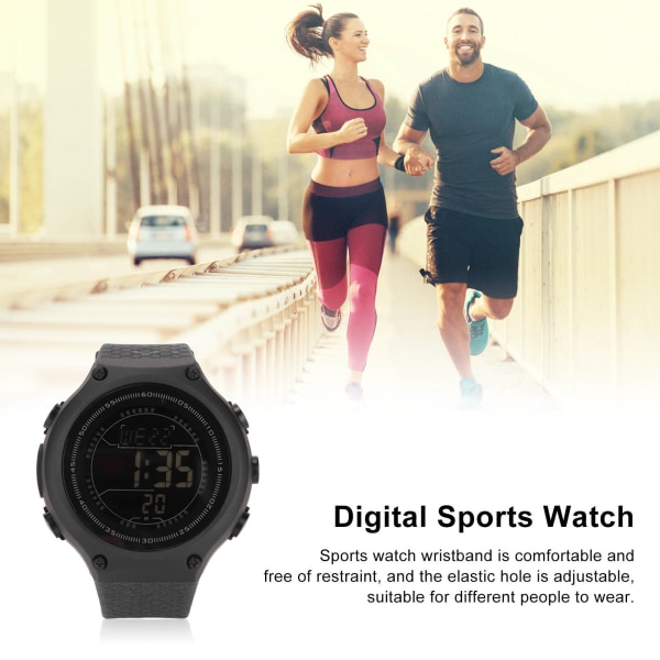 Sports Ur Smartwatch Vandtæt LCD Baggrundsbelyst Display Digital Intelligent Ur til Mænd Løbetræning Cykling Daglig Sort Dial Sort Rem