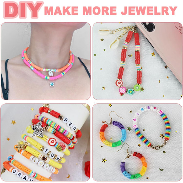 5100 Leireperler Armbåndssett, Flat Preppy Perler for Vennskaps Smykkeproduksjon, Polymer Heishi Perler med Smykker Gaver til Tenåringsjenter Håndverk for