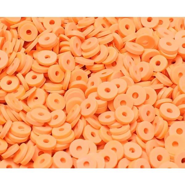 2000+ stk Lyse Orange Leireperler i Bulk, Polymer Leireperler til Armbåndslaging, Heishi Perler til Armbånd, Halloween Leireperler, Flate Perler (6 mm). Bright Orange