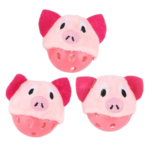 3-pack kattklockbollset, plysch och plast, interaktiv bollformad klockleksak för katter