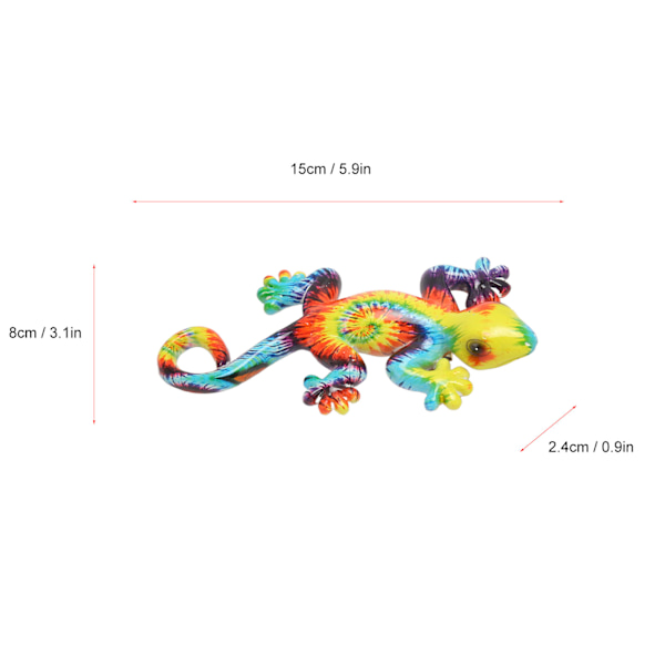Gecko Vægdekoration Lyse Farver Farveægte Harpiks 5,9in Lang 3,1in Bred Firben Have Skulptur til Dekoration Hus Kontor type 2