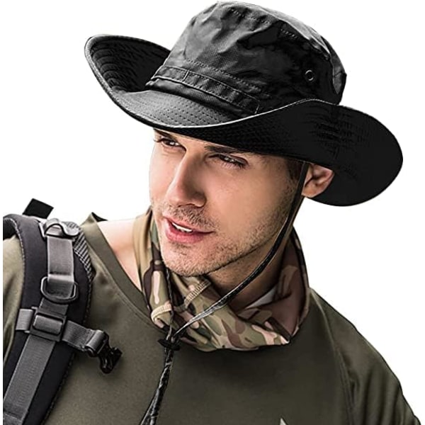 Solhatter for menn og kvinner bøttehatt UPF 50+ Boonie Hat Foldable UV-beskyttelse Fotturer Strandfiske Sommer Safari navy