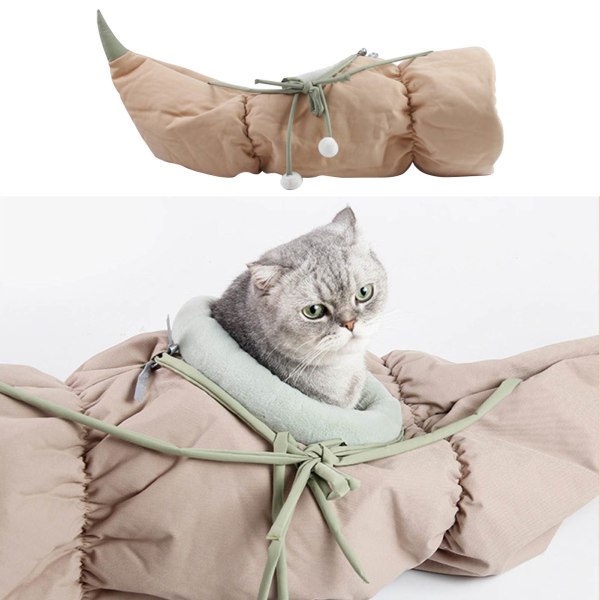 Lotus Root Cat Tunnel Söpöt taitettavat riippuvat kissan riippumatto Cat Interaktiiviset lelut pehmoreunalla lemmikkitarvikkeita varten Green