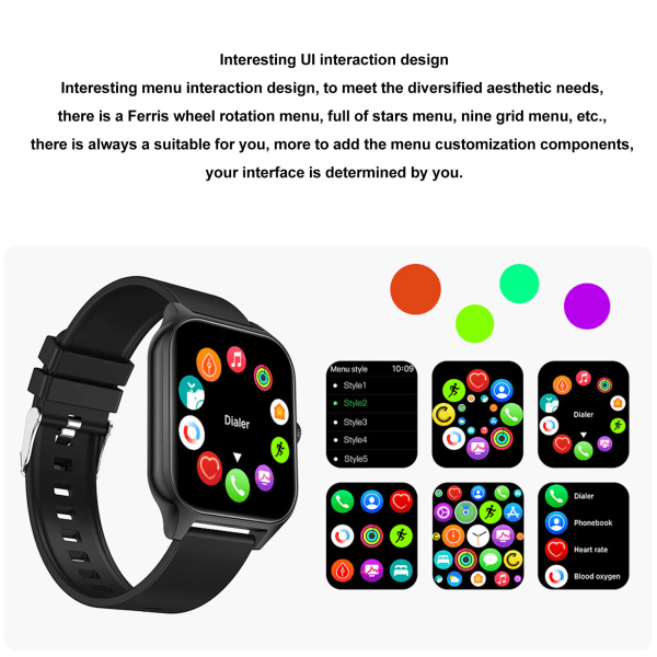 1,83 tommers GT40 Smart Watch HD Full Screen 128Mb IP67 Vanntett Smart Watch Støtte Bluetooth-samtaler Black