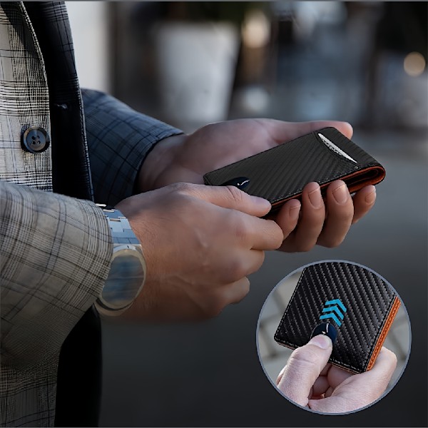Smalka Plånböcker för Män - Läderpengklämma Herrplånbok - RFID-Blockering Framficka Vikplånbok - Tunn Kreditkortshållare B