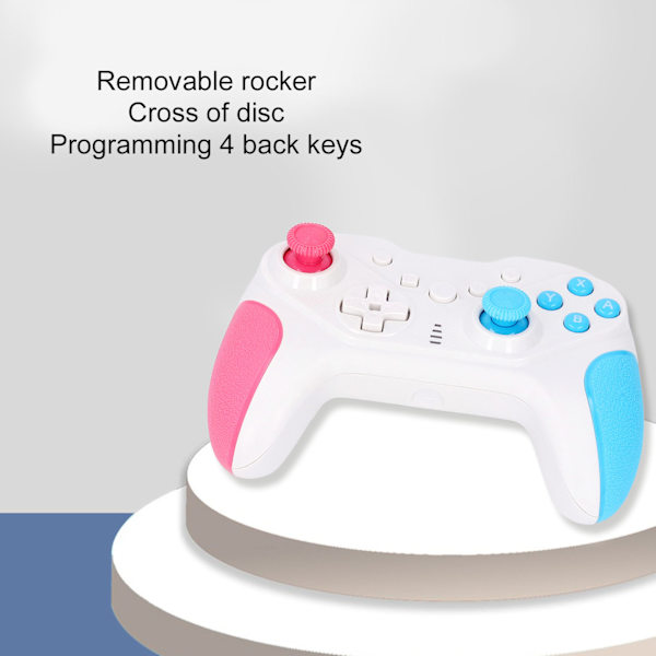 Trådløs Spilcontroller med 4 Programmerbare Knapper, 6-Akset Sensor, USB-Controller til Konsol, Pink Blå