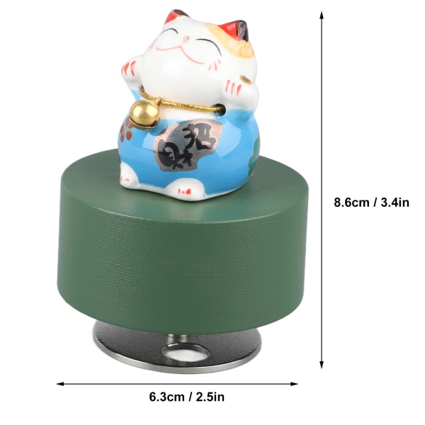 Music Box Round Shape Fortune Cat Style Pleasing Melody Exquisite Durable Kids Musical Box for Kids Family Office Fortune Cat