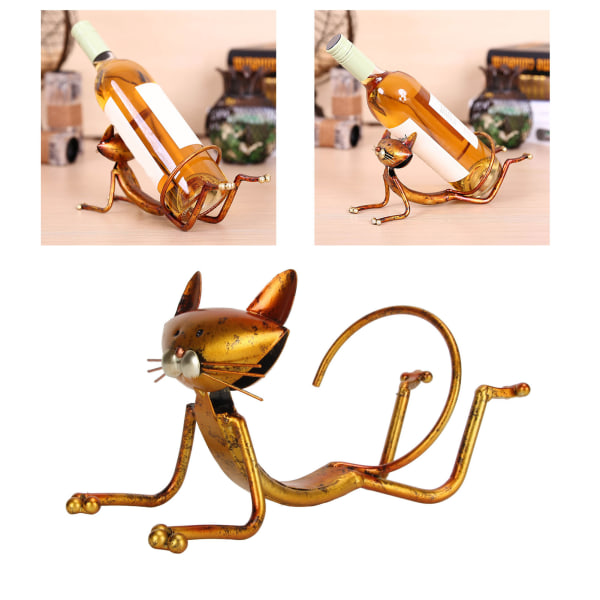 Kissan viinipidike Innovatiivinen moderni tyyli koristeellinen metallinen kissan muotoinen viinipulloteline kotiolohuonekaappiin
