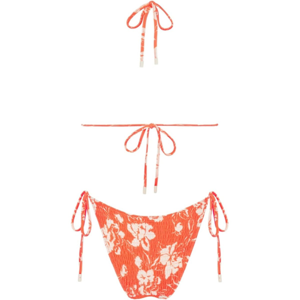 WJSM Naisten kolmiobikinit, narubikinit, printti, solmittava, rypytetty, kaksiosainen uimapukusarja Orange2 M