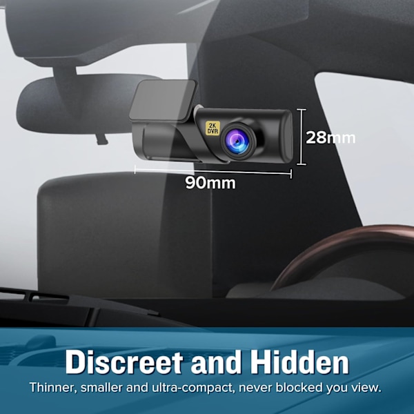 Dash Cam, WiFi FHD 1080P Dashkamera til biler, Mini bilkamera, Dash Cam forrest med gratis 64 GB SD-kort, 160° vidvinkel, nattesyn, loop-optagelse,