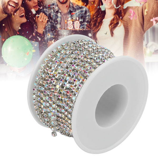 10 Jaardia Rhinestone Close Chain Trim - Korkealaatuinen Kiiltävä, Satunnaisesti Leikattu Rhinestone-Kynsikoukku Ketju DIY-Töihin, Juhliin ja Koristeluun